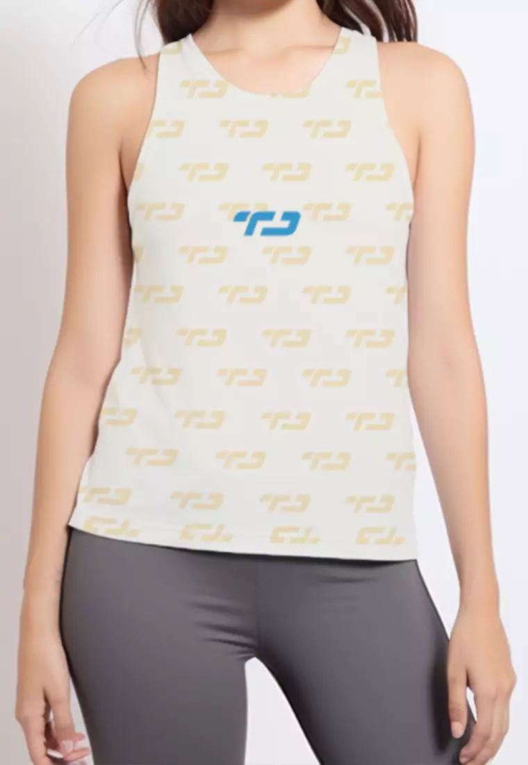 LSB67 baju olahraga drifit kutung Td vanilla ice cream tank top beige pastel putih krem biru muda