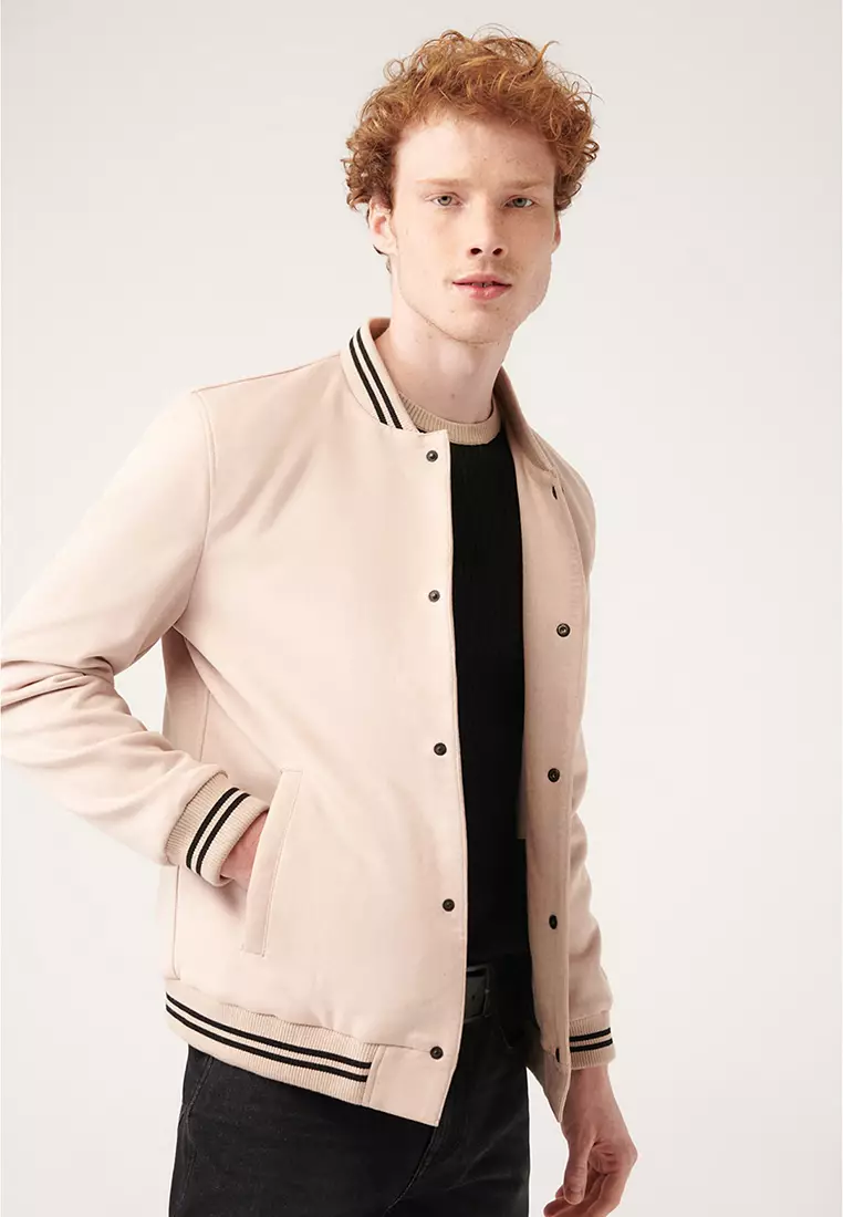 Striped Detail Bomber Jacket