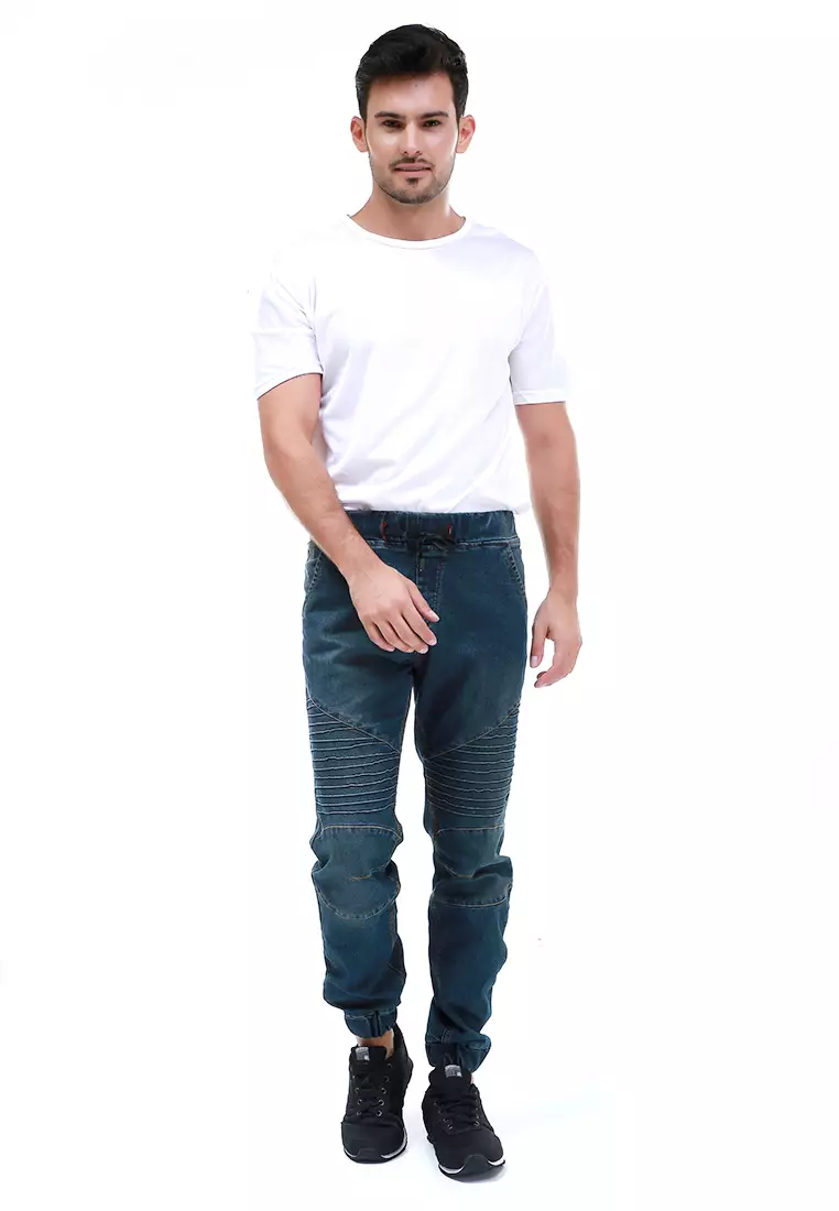 Locko Celana Panjang Pria Elastic Rubber Casual Long Pants Material Jeans ORIGINAL - Bwash