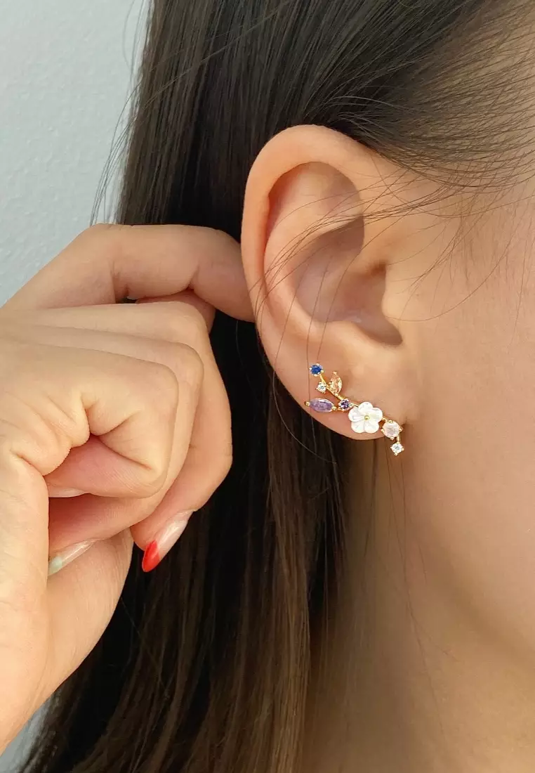 Gold crawler earrings hot sale