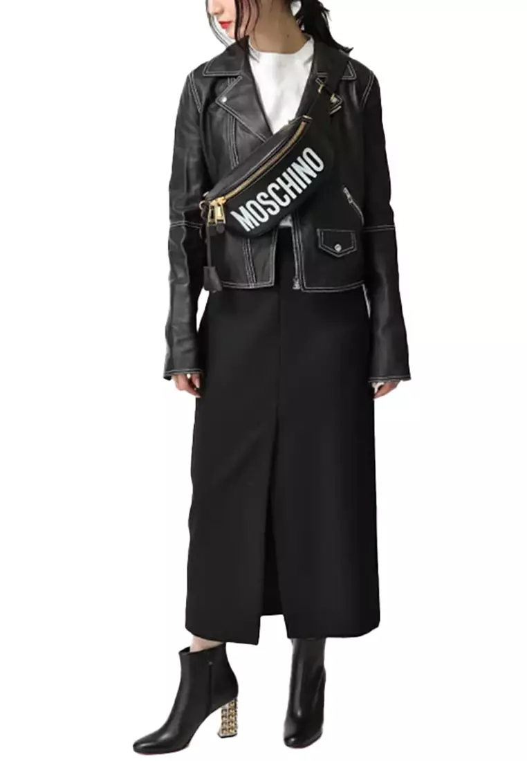 Leather Belt Bag Black A7712