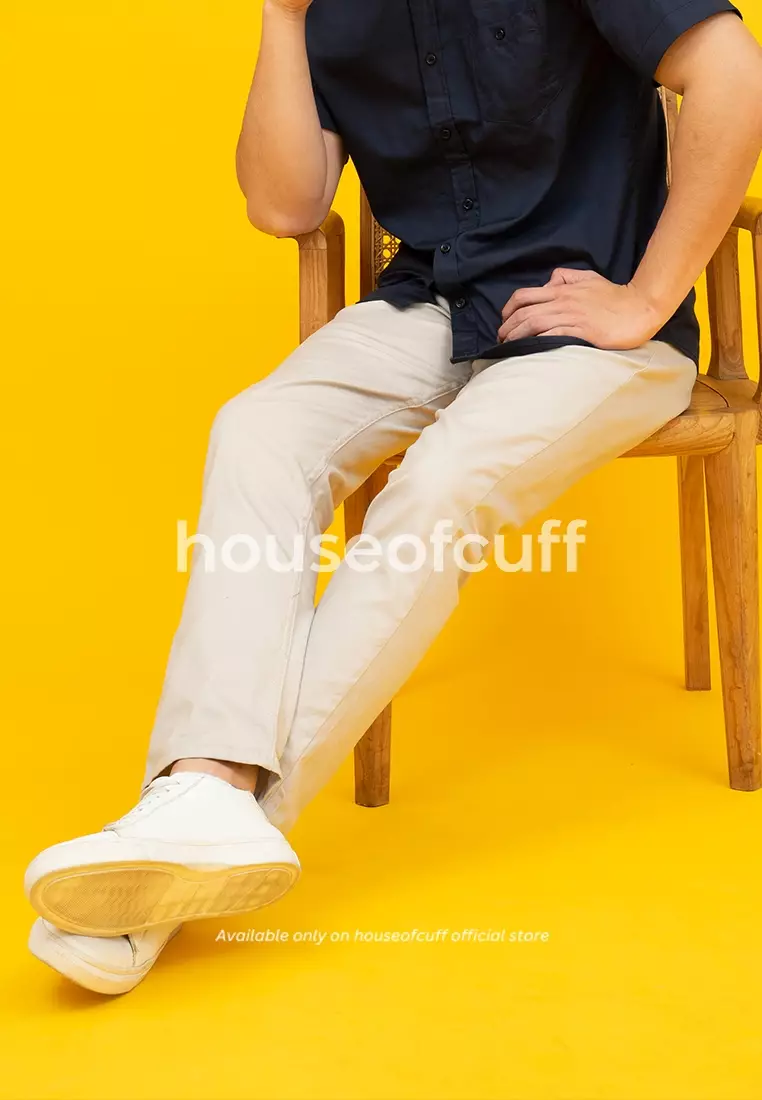 Celana Chino Panjang Pria Slim fit Stretch Jeans krim