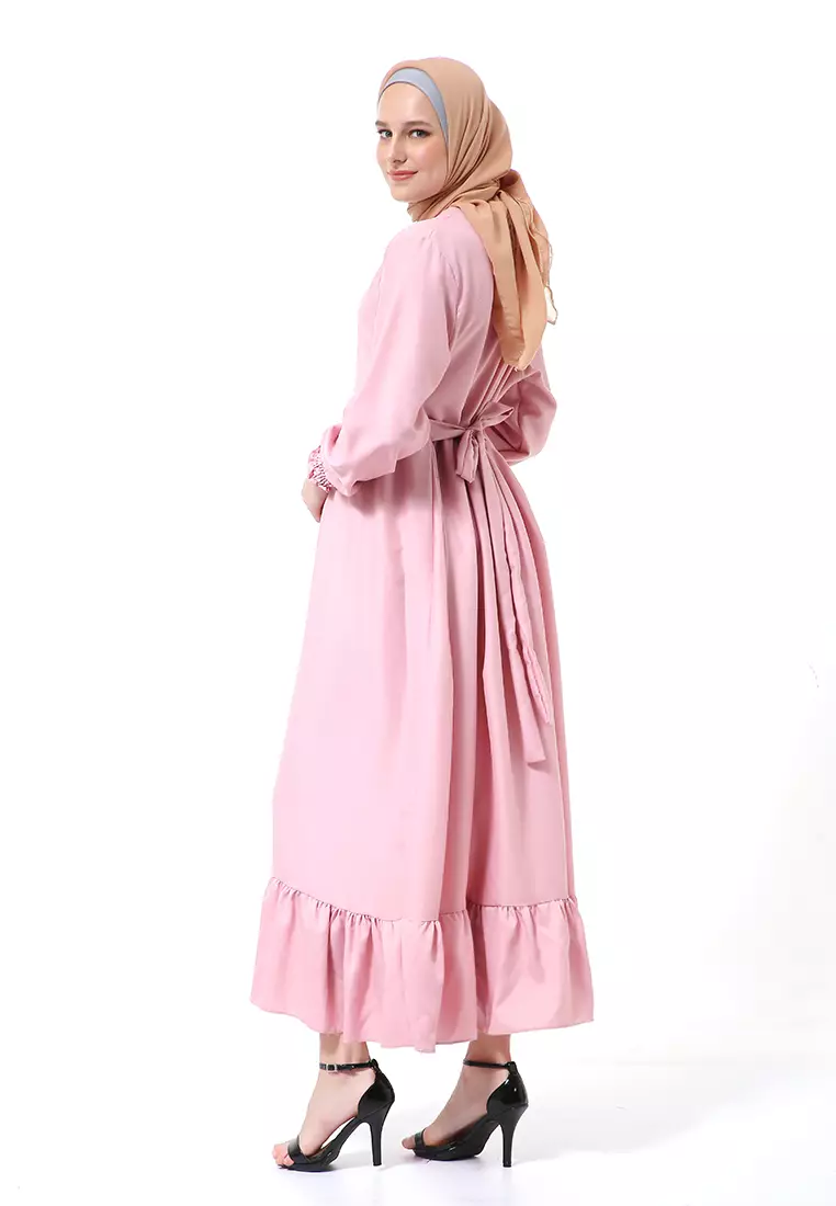 Chairunnisa Gamis Dress Muslimah Wanita Motif Polos Regular Fit High Quality - Dusty