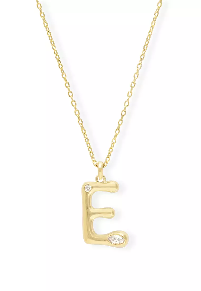 Gold chain with letter e on sale