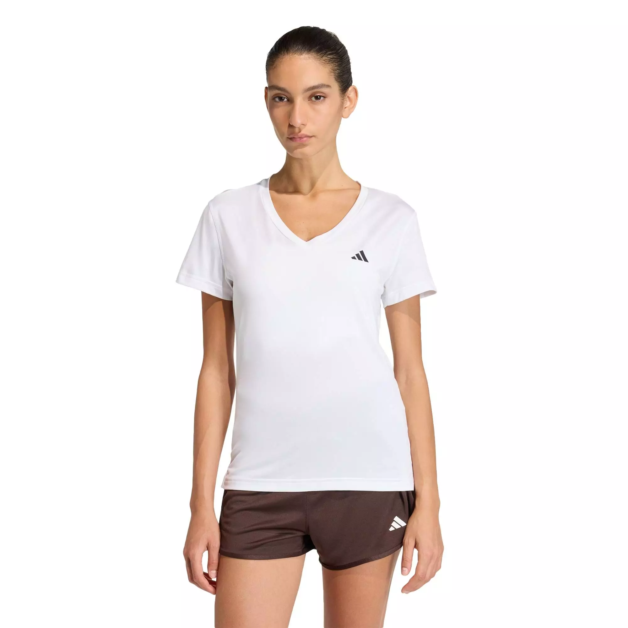 Gym & Training Workout Essentials V-Neck T-Shirt Women White KB9595