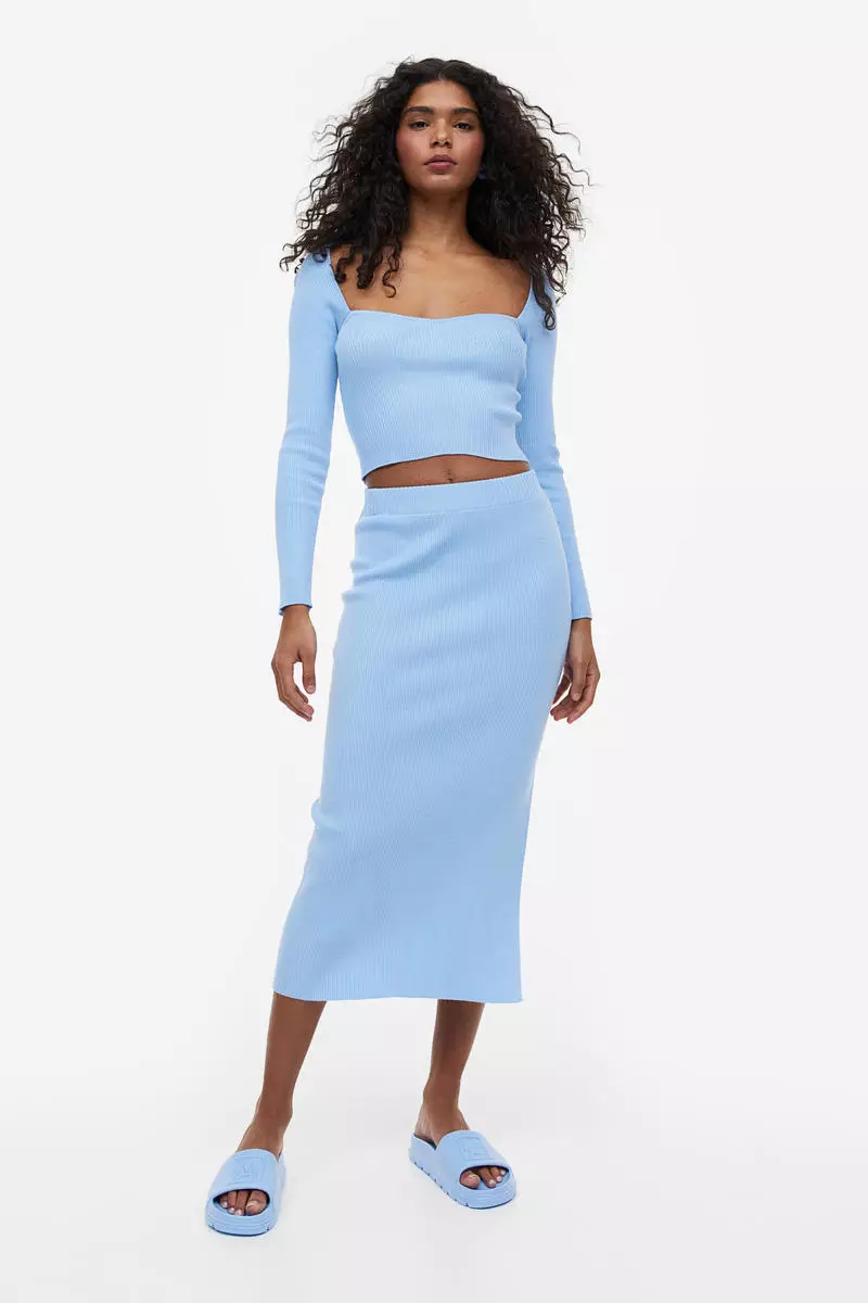 Buy H&M Bustier-look rib-knit top 2025 Online | ZALORA