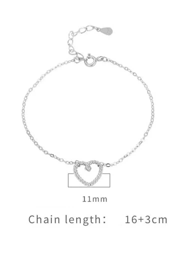LDR24107 S925 Silver Hollow Love Bracelet