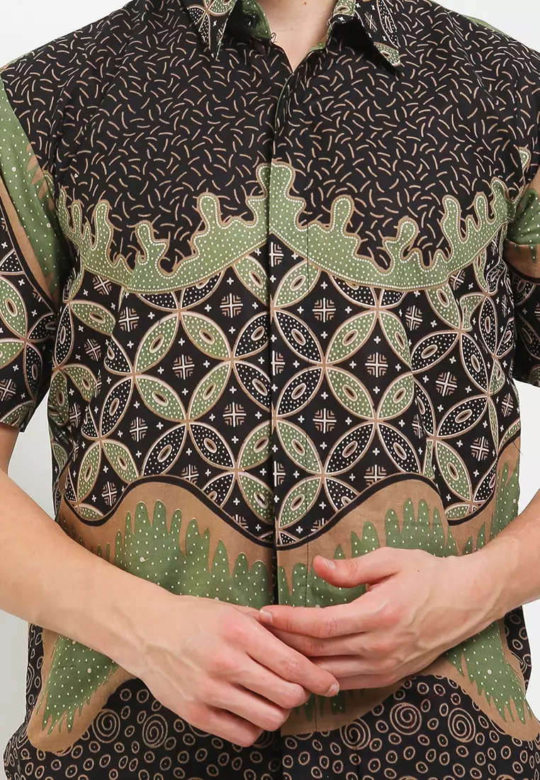 Kawung Kemeja Batik Exclusive Premium Pria Casual Modern Lengan Pendek
