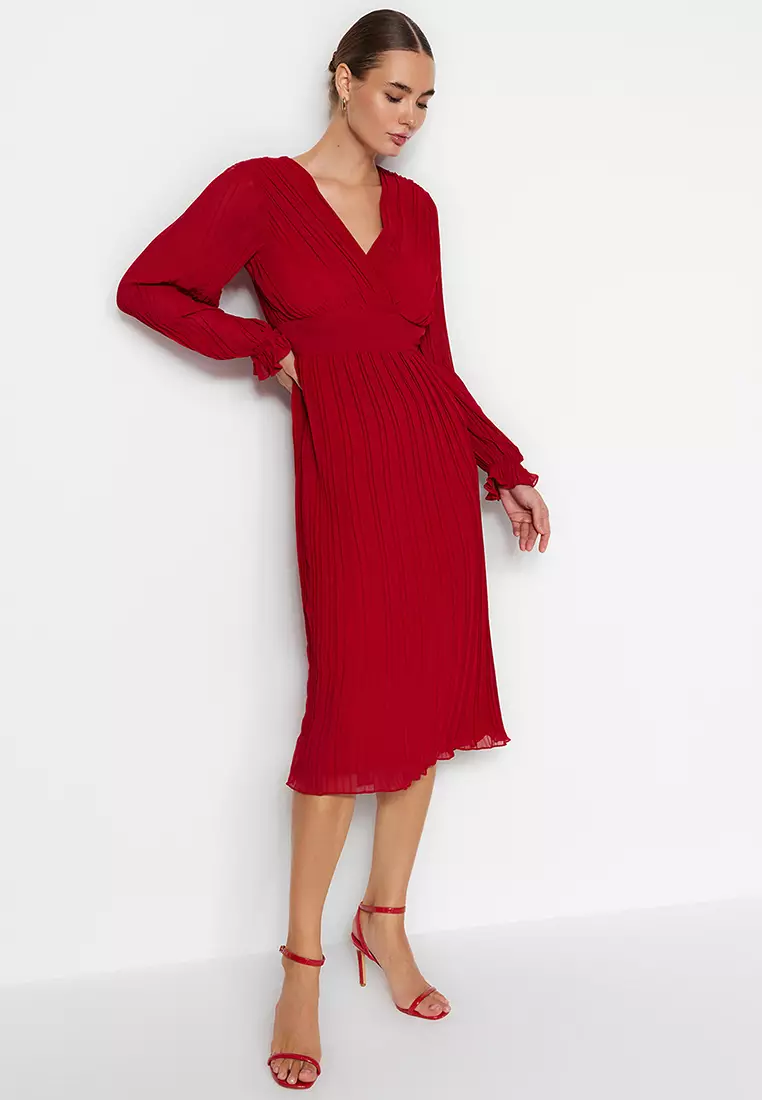 Pleated Midi Dress
