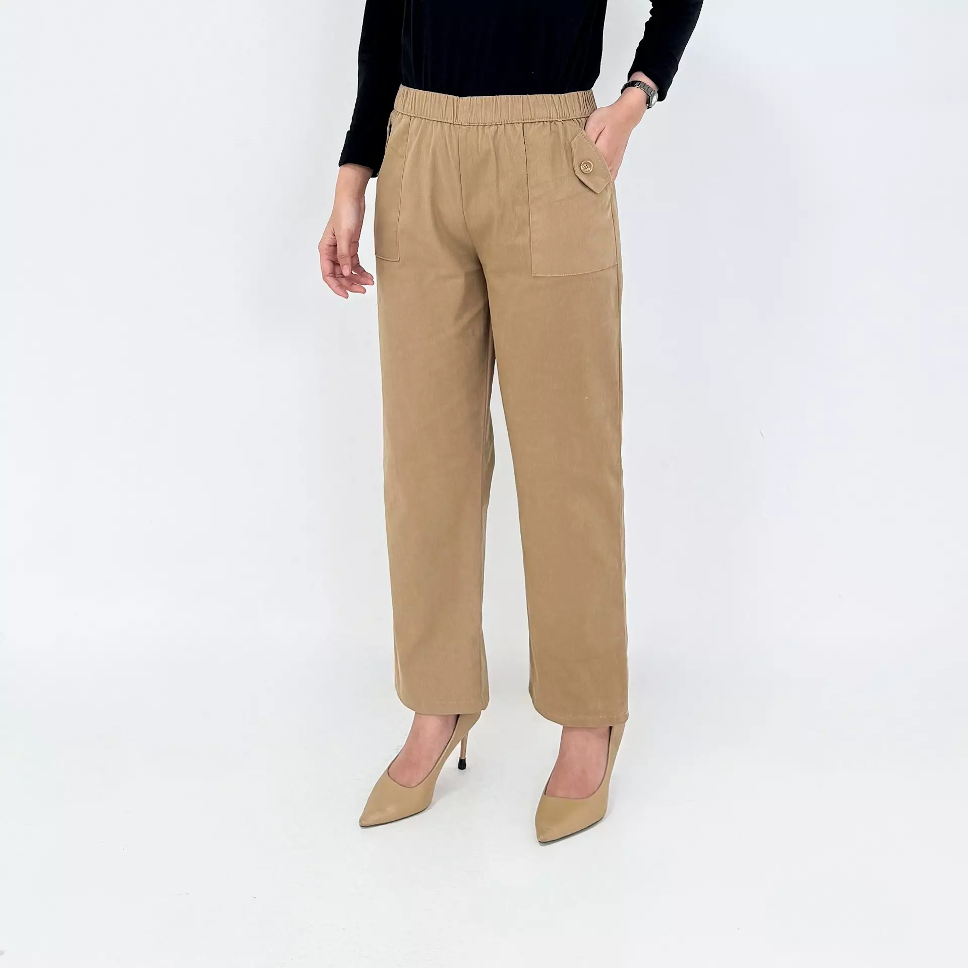 Emy Basic Korean Pants - Celana Panjang Wanita Polos CAPPUCINO