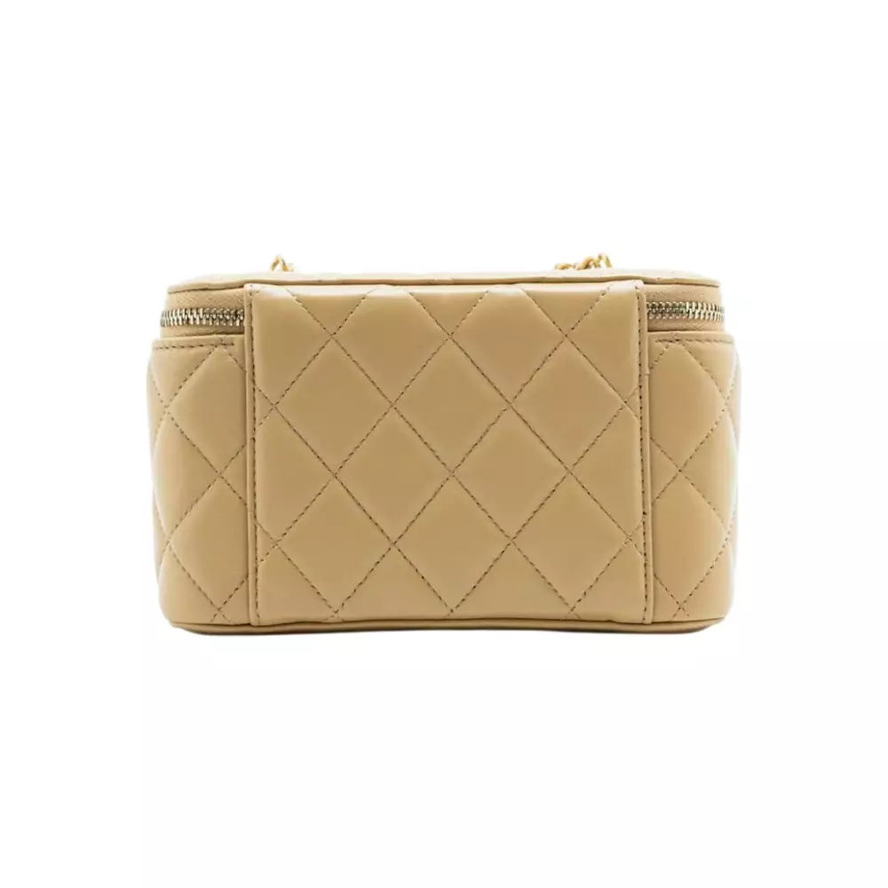 Classic Small Vanity Case with Pearl Crush Beige Lambskin Ghw