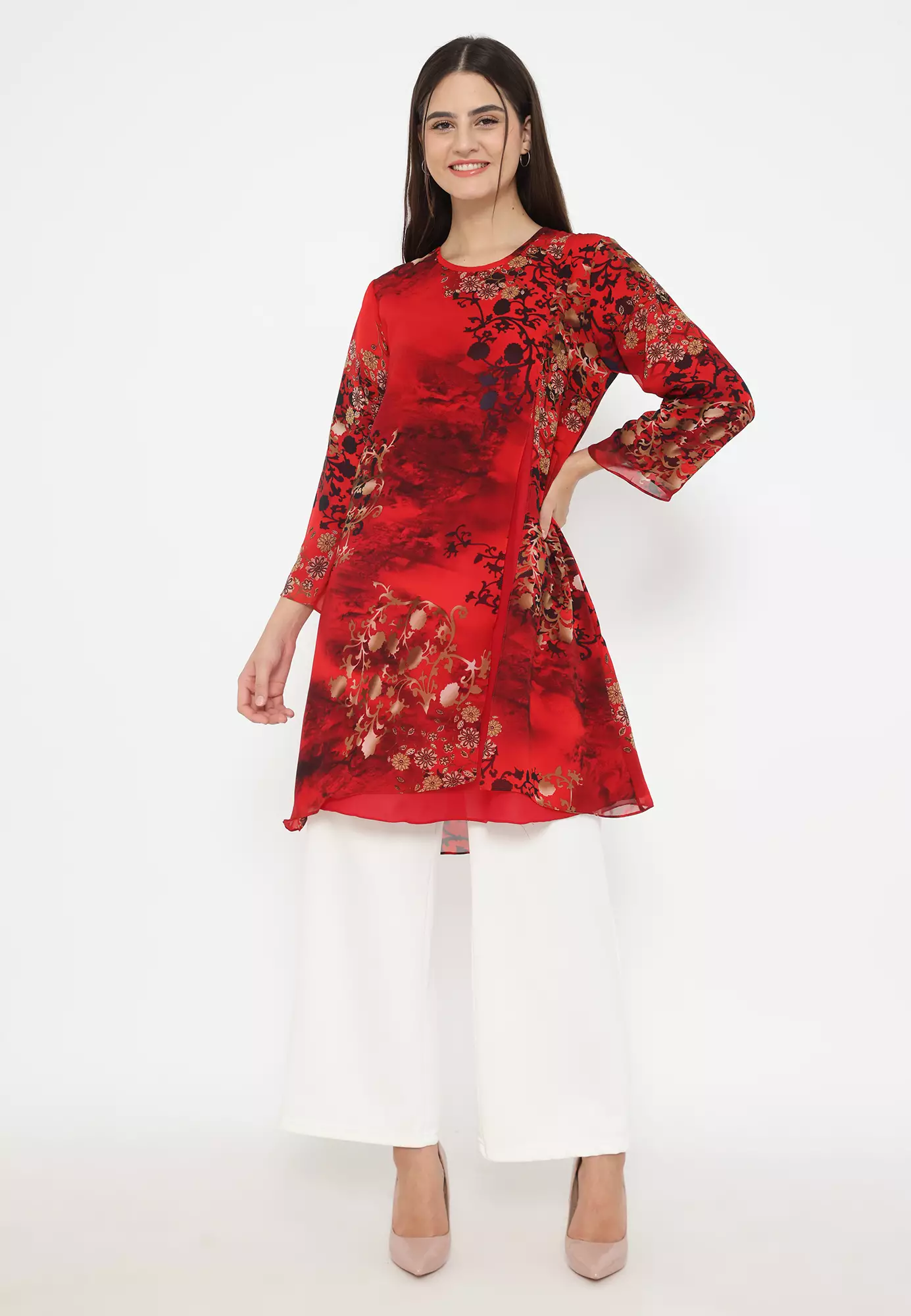 Floral Mini Dress For Christmas Look In Red By Brilliant Girl Warna MERAH