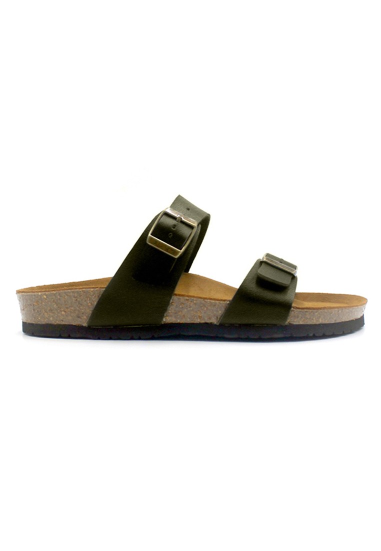 Glasgow - Khaki Leather Sandals & Flip Flops