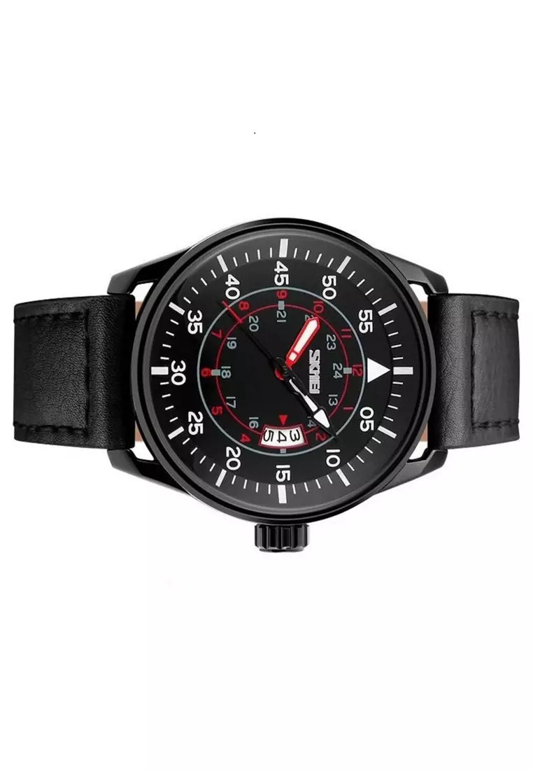 Jam Tangan Casual Analog Pria Waterproof 30m Strap Tali Material PU Leather JI87 ORIGINAL