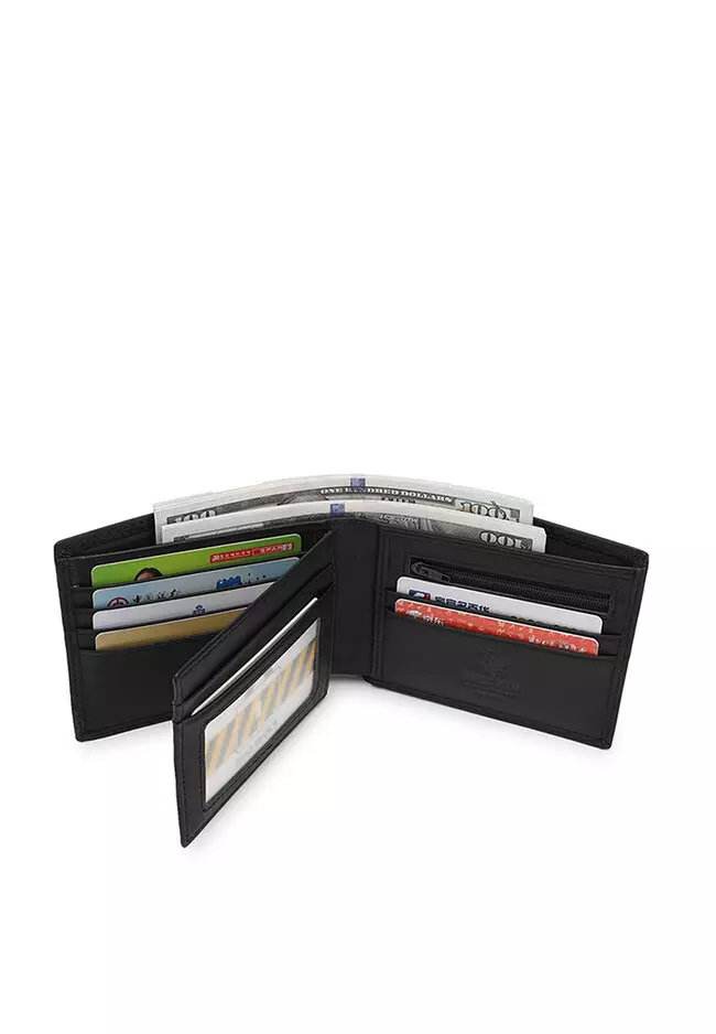 Men's Genuine Leather RFID Short Wallet - Black