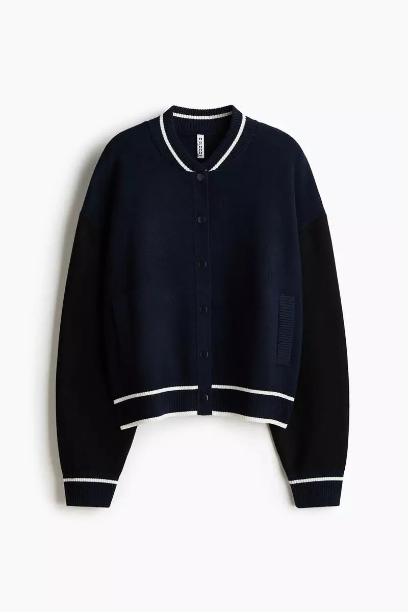 Knitted baseball jacket
