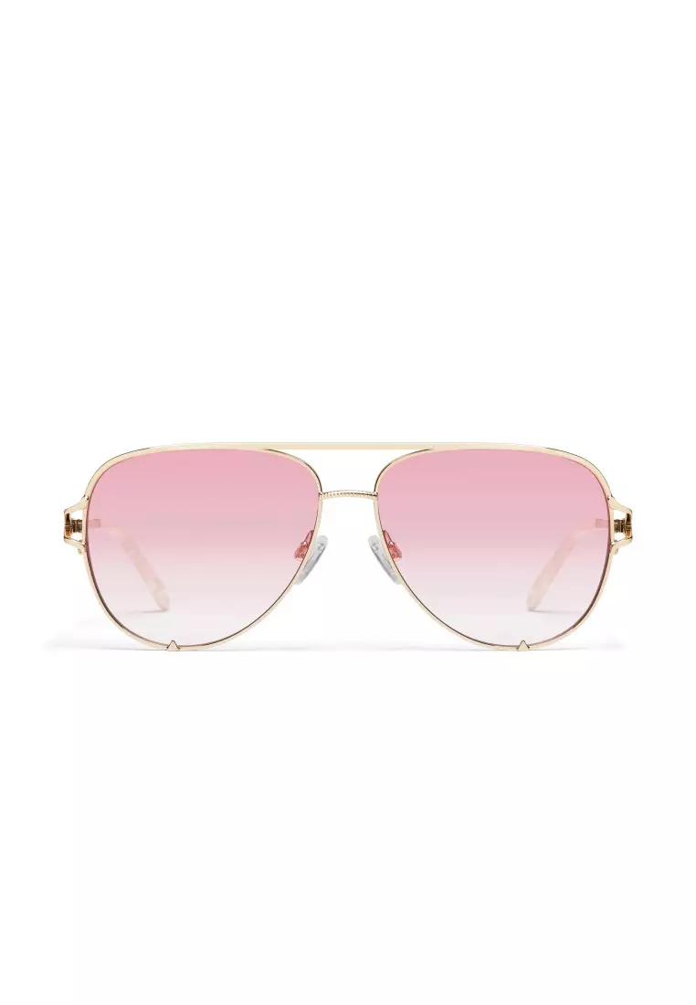 QUAY High Key Twist Adorned Sunglasses - Gold/Light Peony