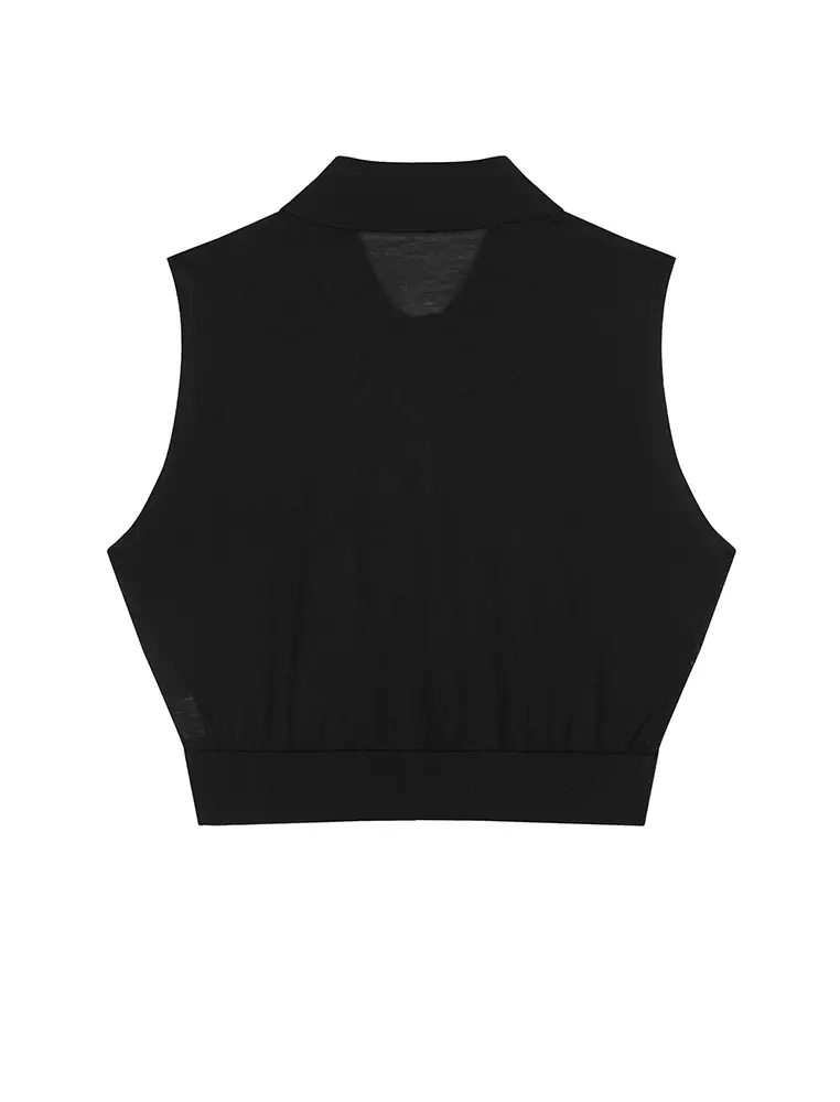 Collared Short Knit Vest