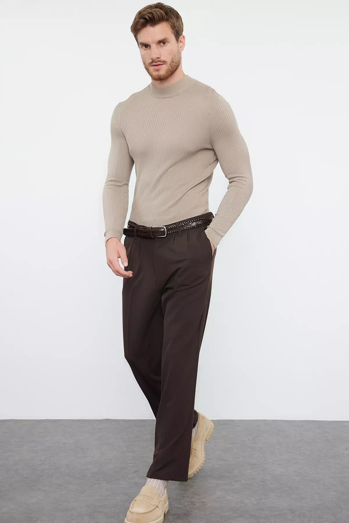 Baggy Fit Pleated Trousers