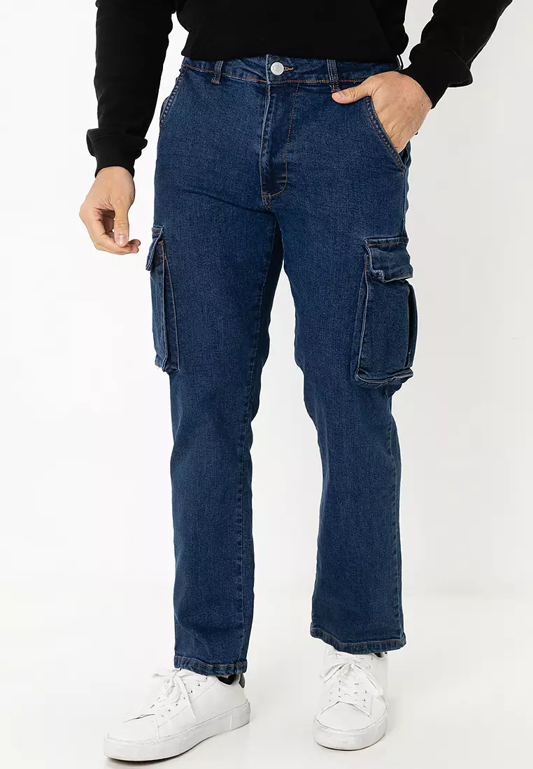 彈性直管工裝牛仔褲