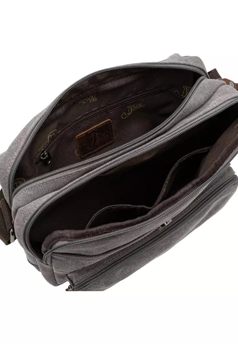 Jack Studio Men's Canvas Leather Casual Small Messenger Shoulder Bag BAD 21003