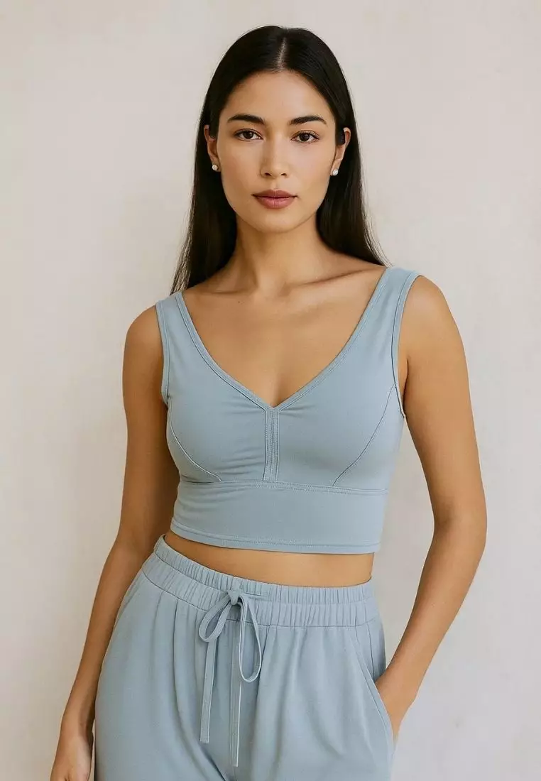 3 Pack Premium Summer Seamless Plus Size Bralette Top in Nude, Blue and Grey
