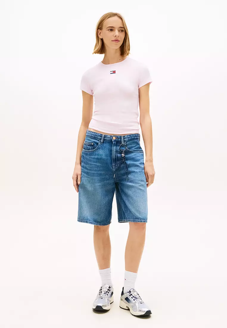 商標羅紋修身T恤 - Tommy Jeans