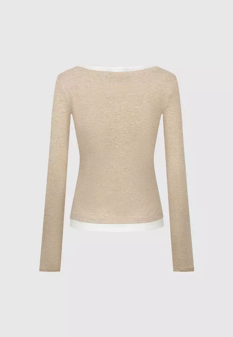 Buy Urban Revivo Faux Layer V Neck Henley Button Lyocell Wool Top 2026 ...