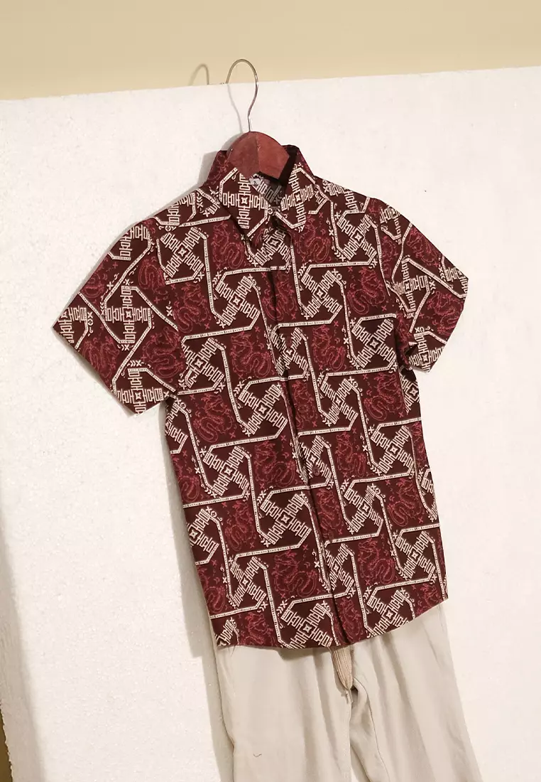 My Aksa Batik Anak Kemeja Pendek Naga Cita Red