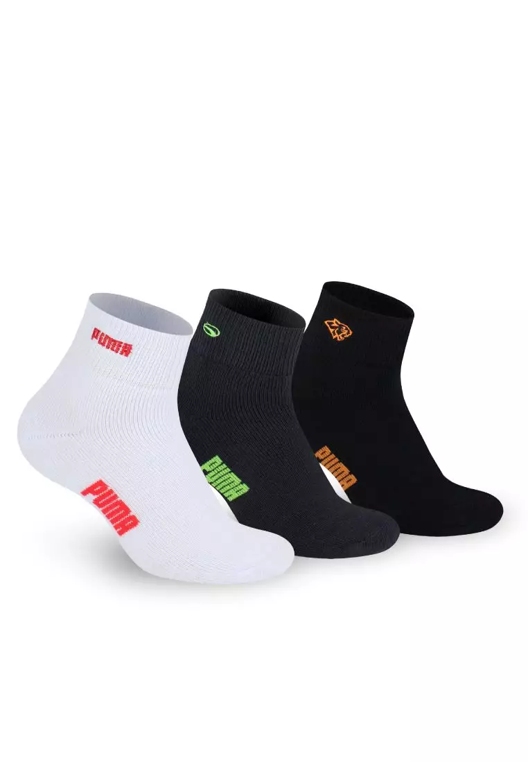 Puma Boys’ Embroidered Cotton Sports Ankle Socks 3 pairs in a pack PBSEG5