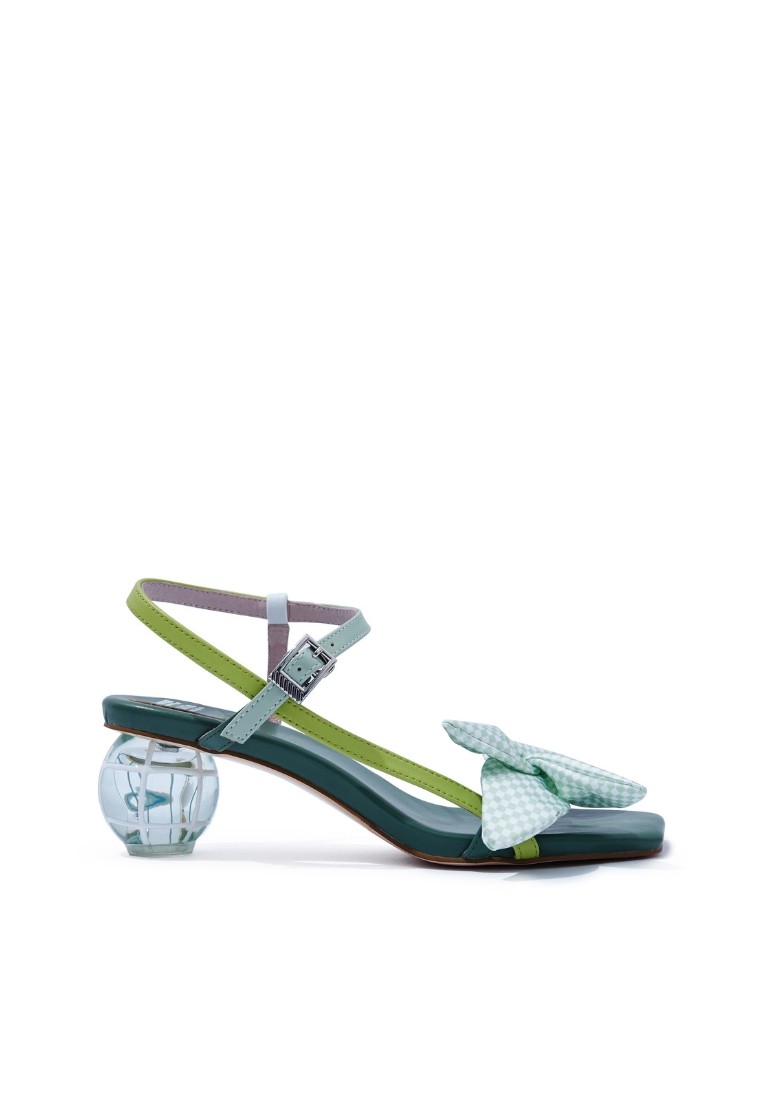 Ladies Satin Goldfish Bow Ankle Strap Sandal 5617 Green