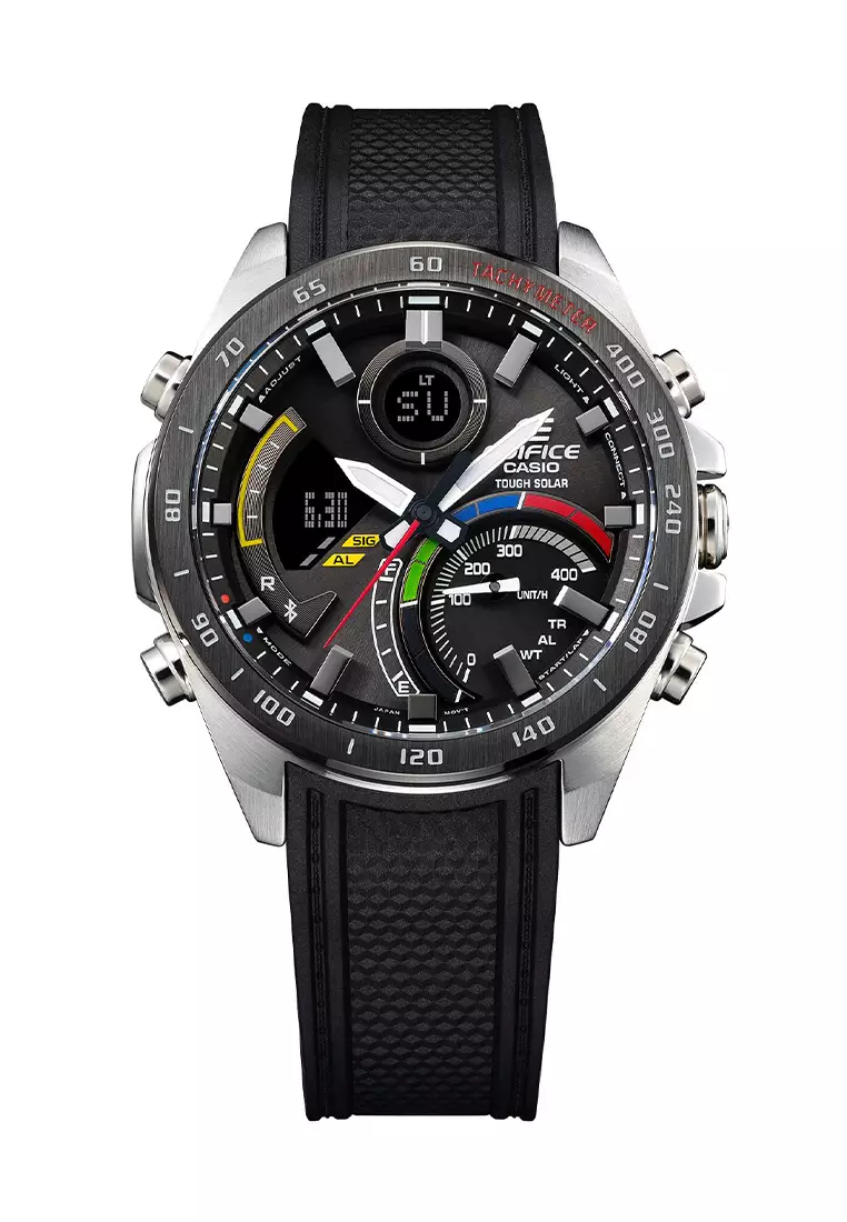 Casio Edifice Jam Tangan Analog Digital Pria - Stainless Steel Case Black Resin Band - ECB-900MP-1A