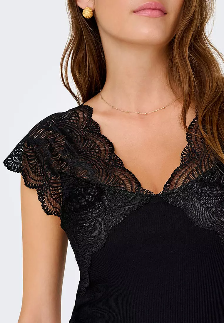 V-Neck Lace Top