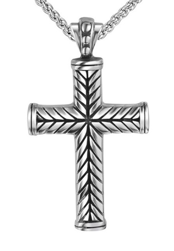 CUFF IT silver Antique Cross Stainless Steel Necklace FDEE8AC6989600GS_1