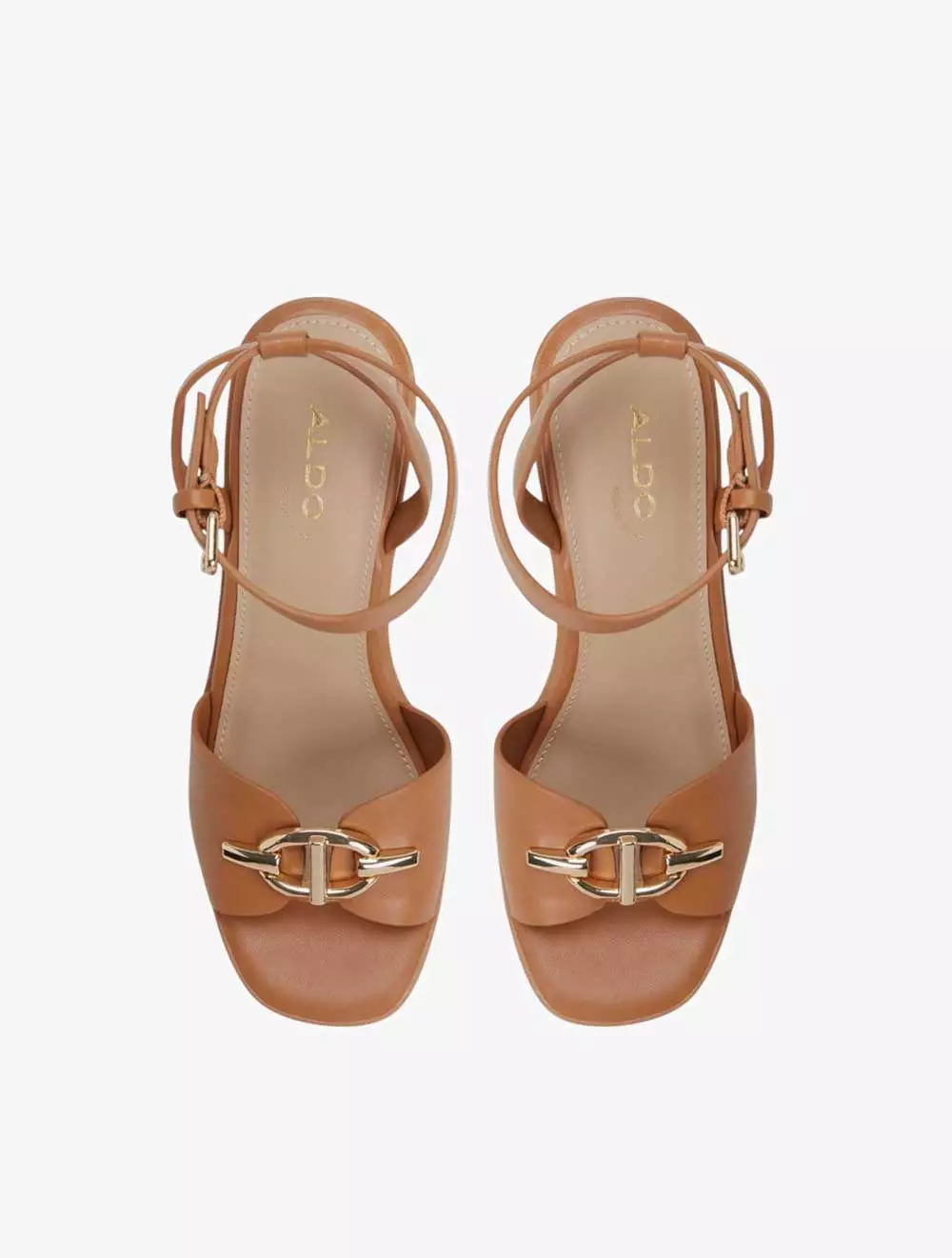 ALDO YBYLIN WEDGE SANDALS - MEDIUM BROWN