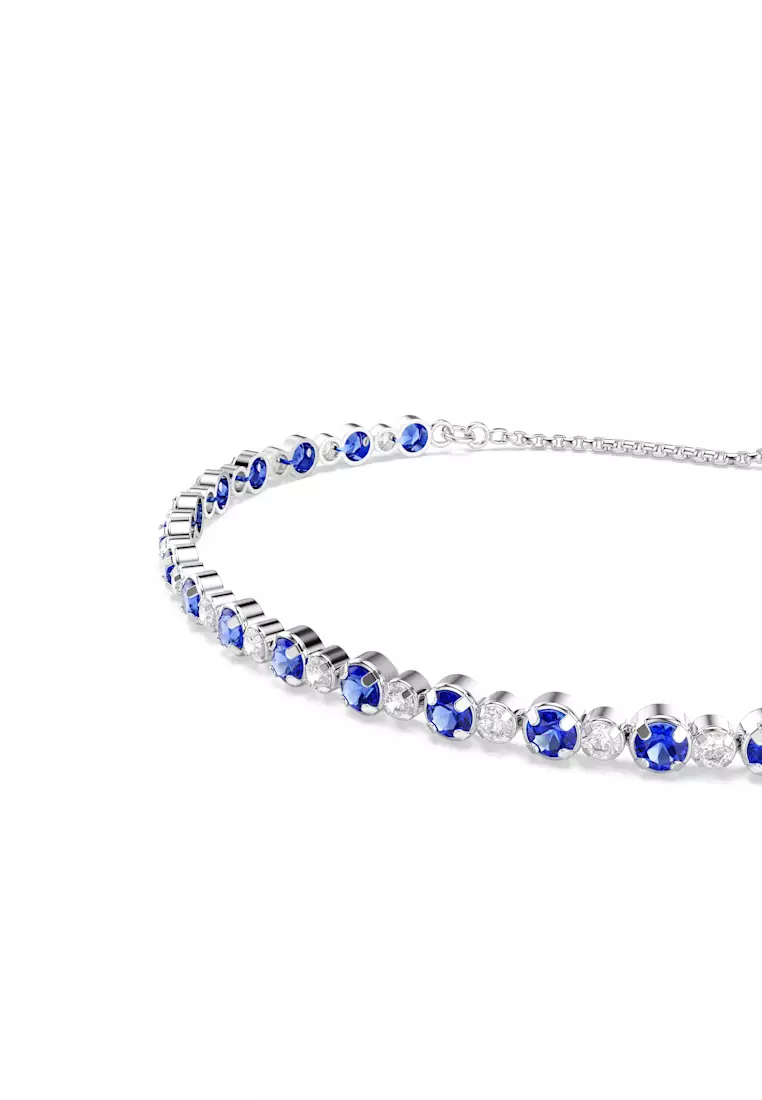 Matrix Tennis bracelet, Mixed round cuts, Pink, Rhodium plated