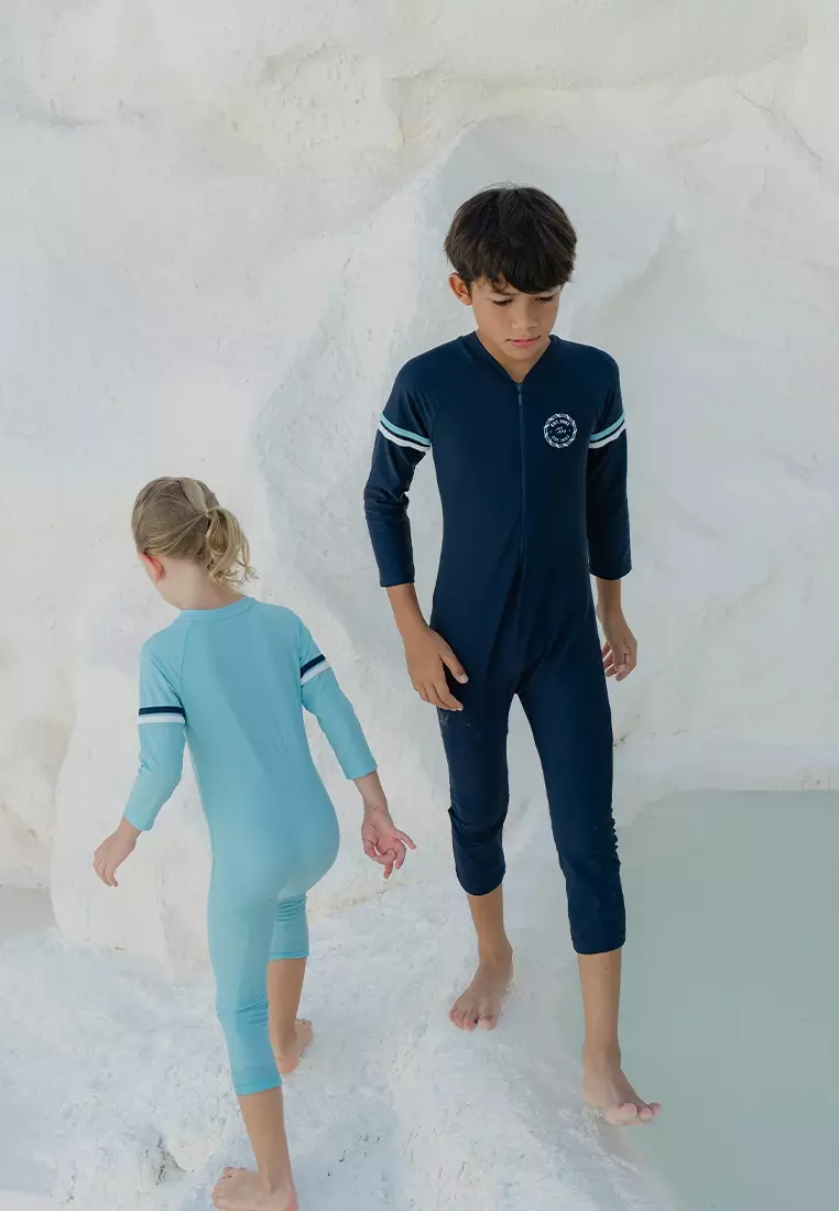 Bleu Marine Long Diving Swimwear, Baju Renang Anak - Dark Saphire
