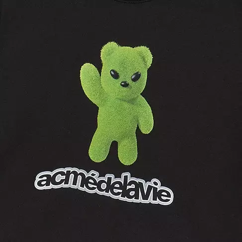 ALIEN BEAR CROP SHORT SLEEVE T-SHIRT BLACK