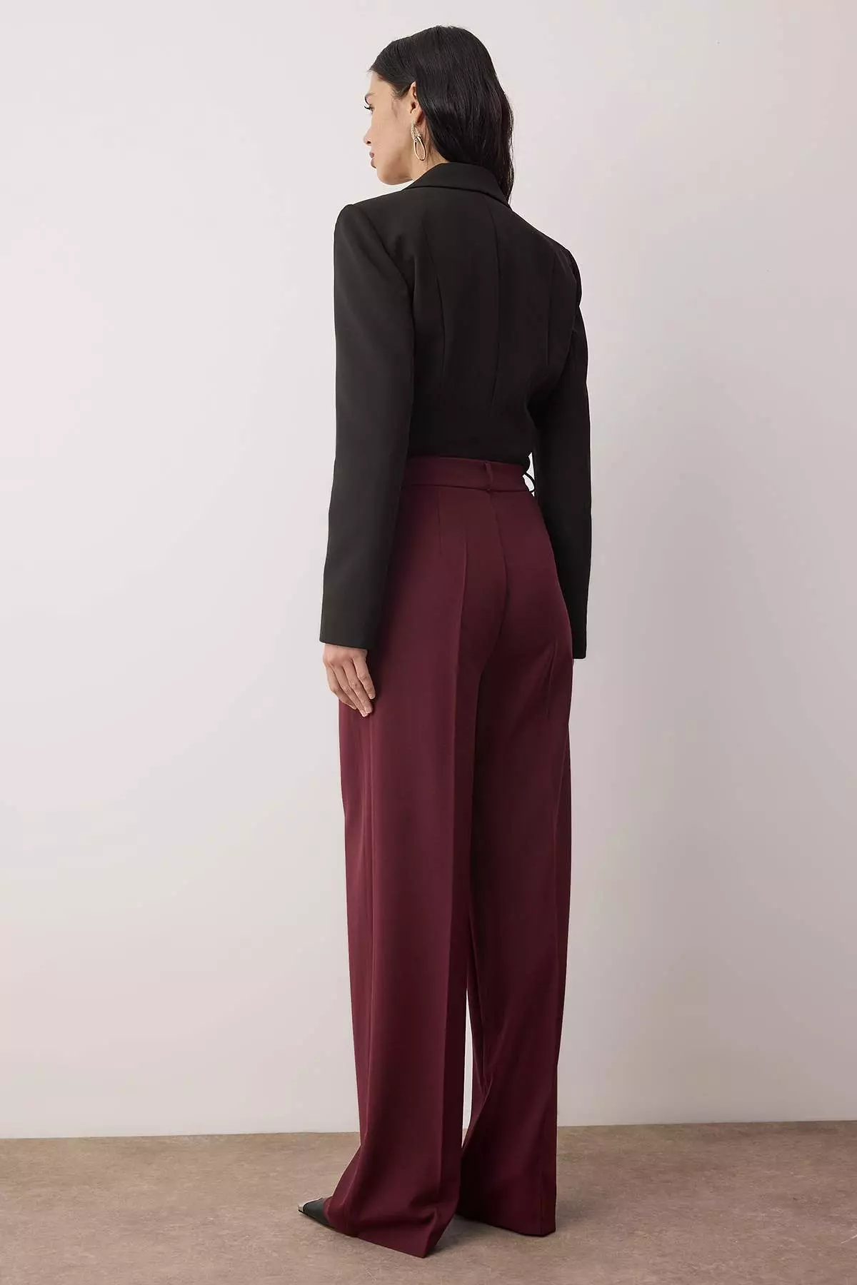 Plum Wide-Leg Woven Pants Tpraw23Pl16