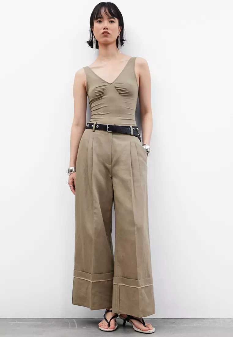 Wide Fold-Up Cuff Trousers