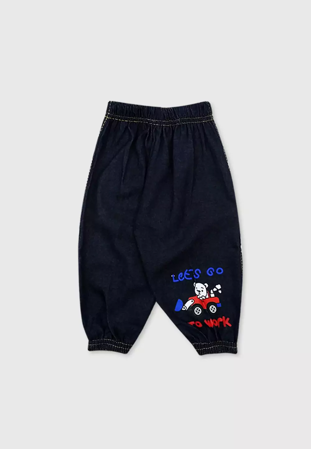 Wakakids Setelan Bayi Laki Laki Baju Lengan Pendek Anak Usia 12 Bulan Hingga 18 Bulan Set Celana Jeans Jogger Motif Bear 3456 Biru