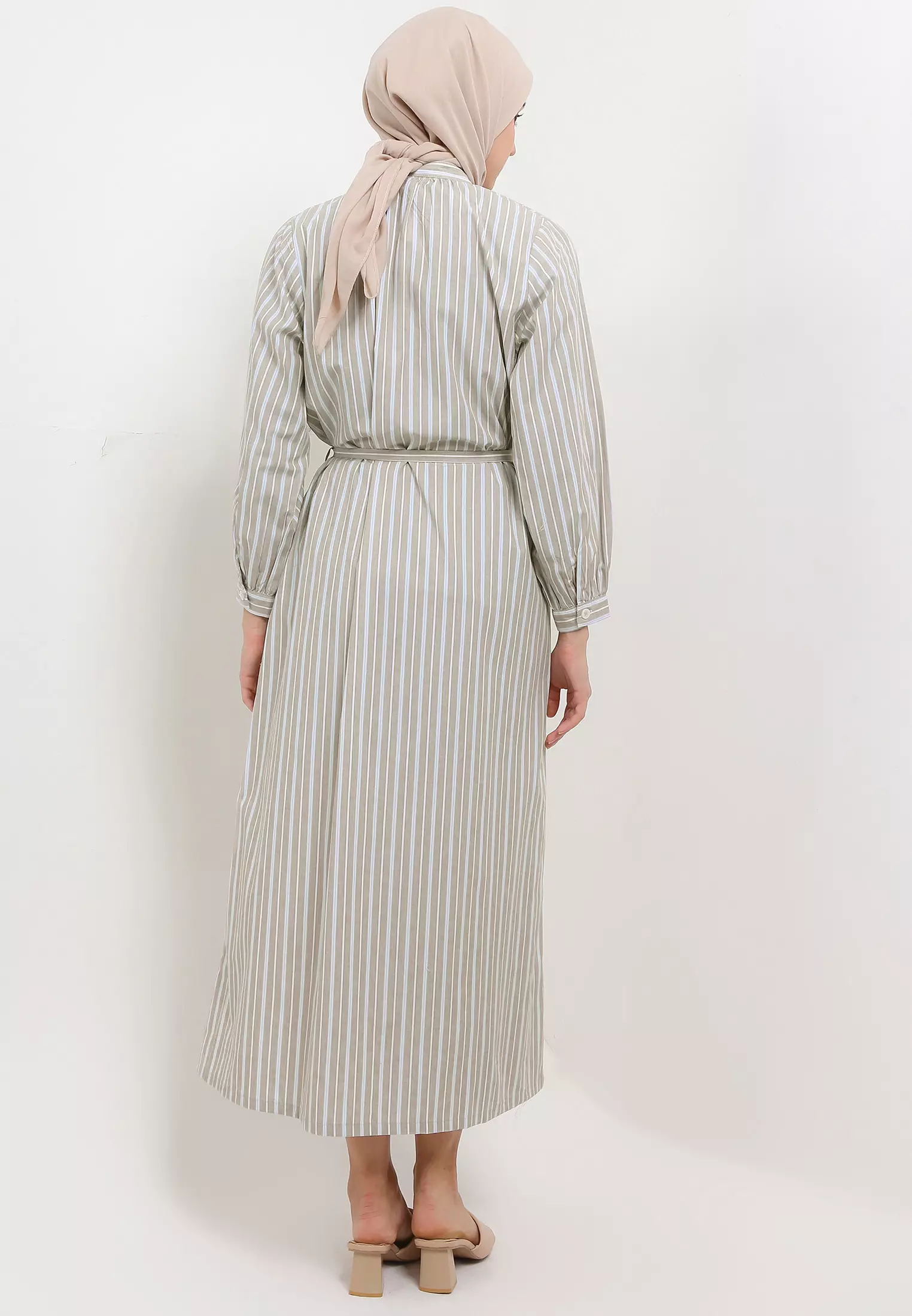 MFMW Shamilla Dress Gamis Olive Motif Salur