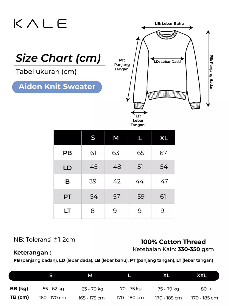 Kale Aiden White / Sweater Rajut Lengan Panjang