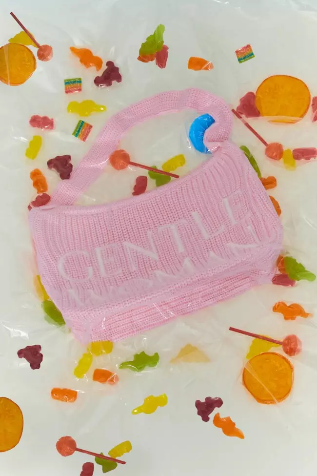 GW Preppy Knit Shoulder Bag - Pink