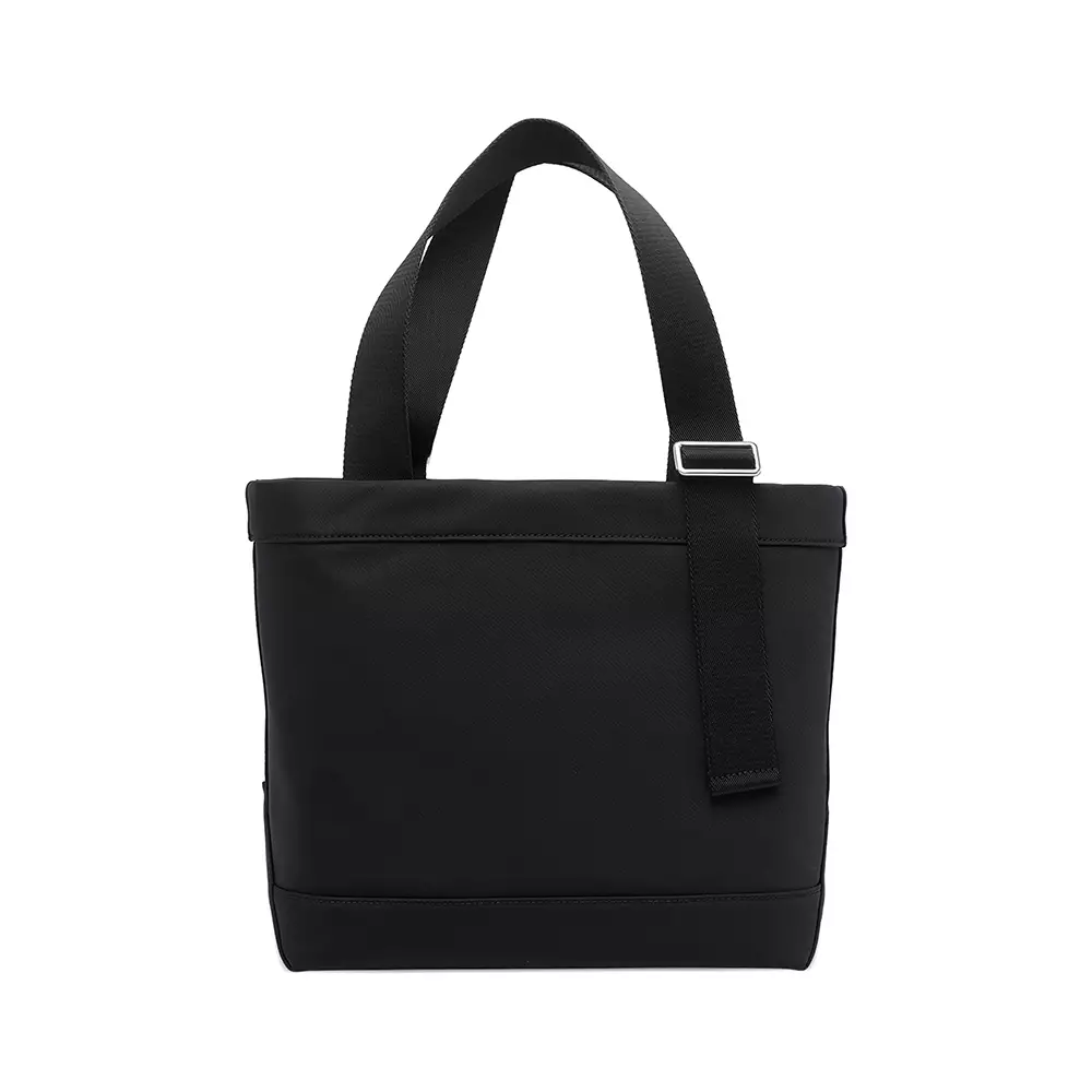 Code M Shopping Bag Nylon and Calfskin Leather Black Red