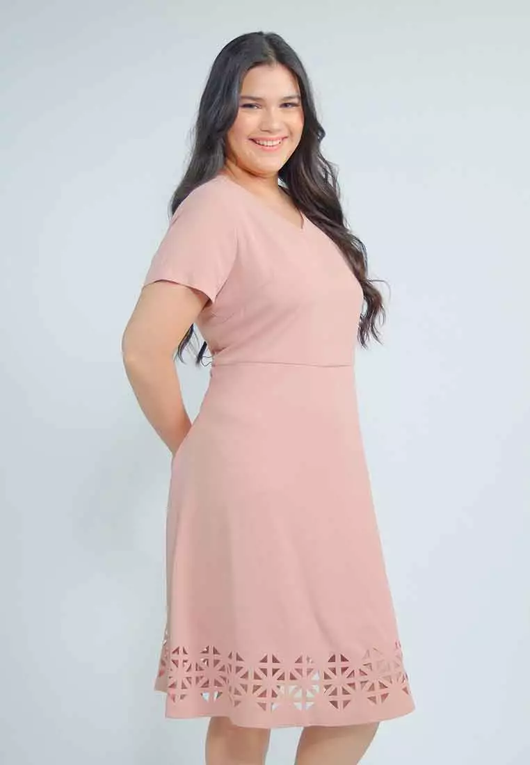 Milly Plus Size Leilah A-line Dress with Laser Cut