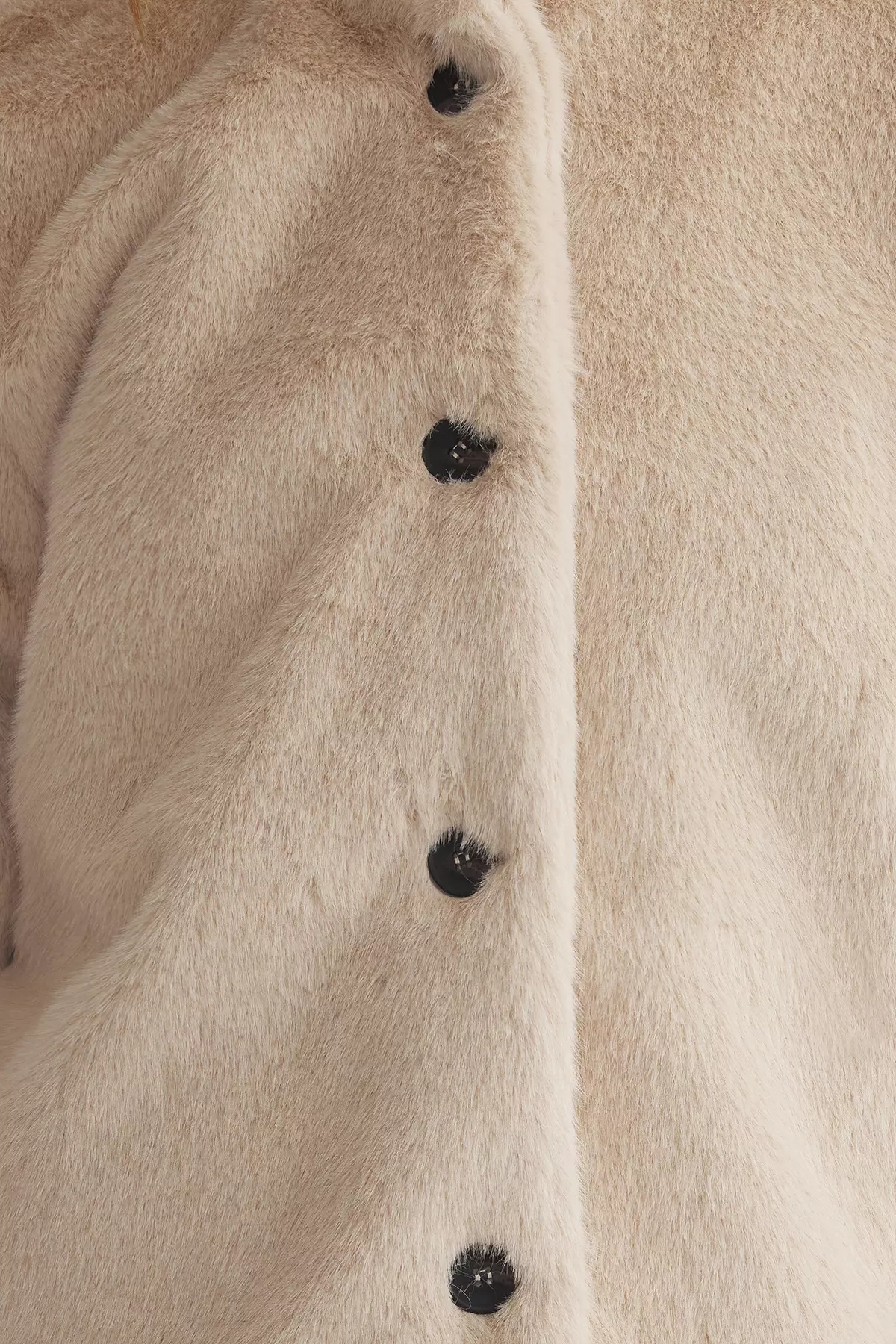 Ecru Regular Fur Jacket Coat TWOSS25MO00033