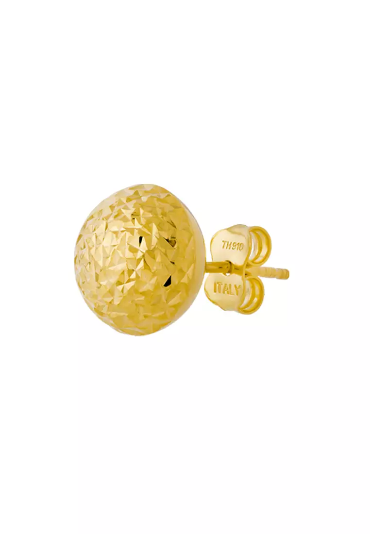 TOMEI Italy Round Earrings, Yellow Gold 916