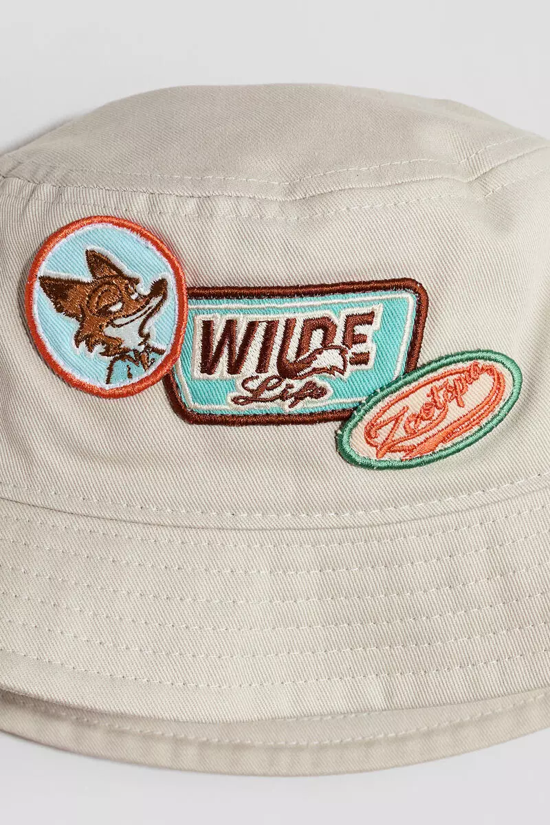Appliquéd cotton bucket hat