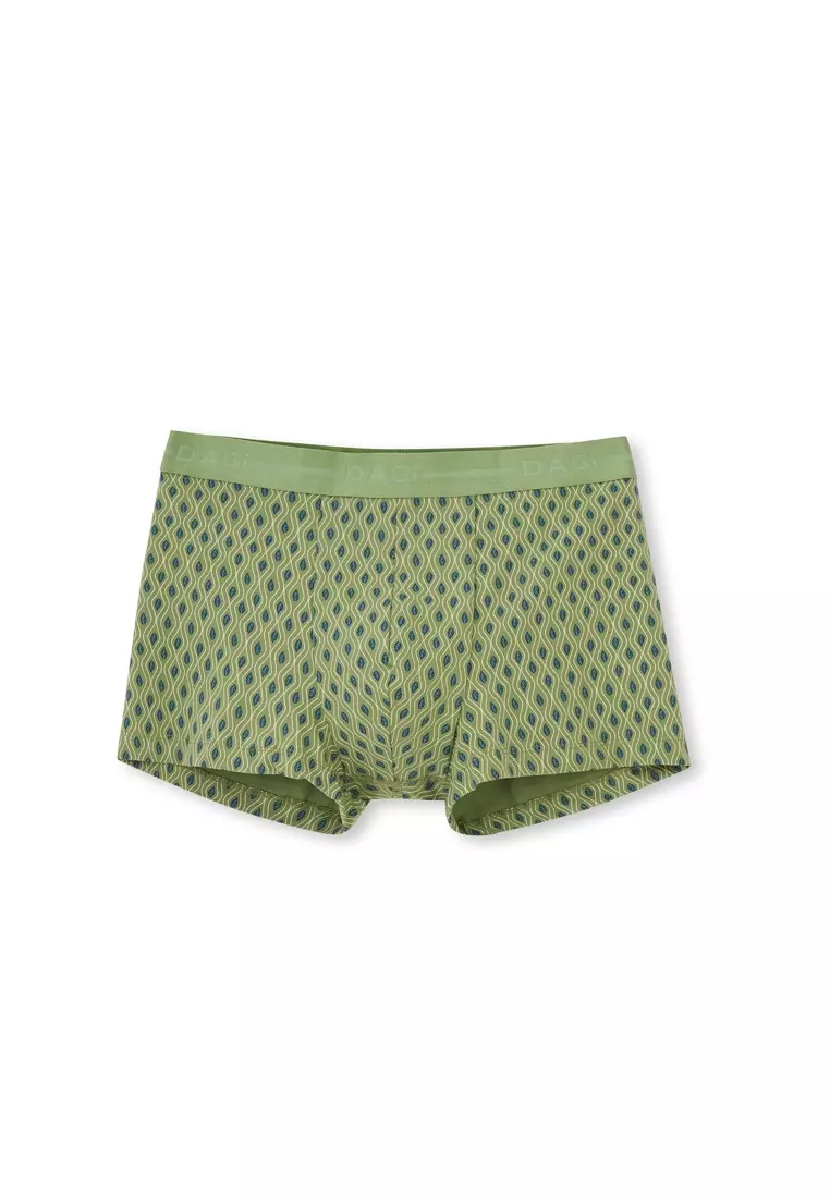 2-Pack Blue-Green Basic Boxer, Leaf Patterned, Regular Fit, Underwear for Men